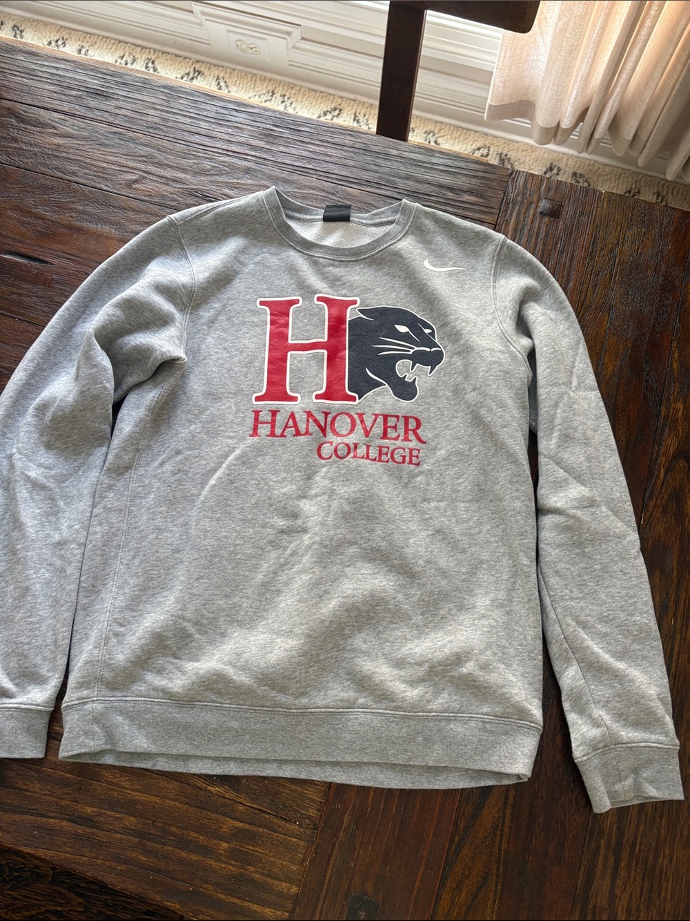 Nike Hanover College Gray Crewneck with Red & Navy Logo